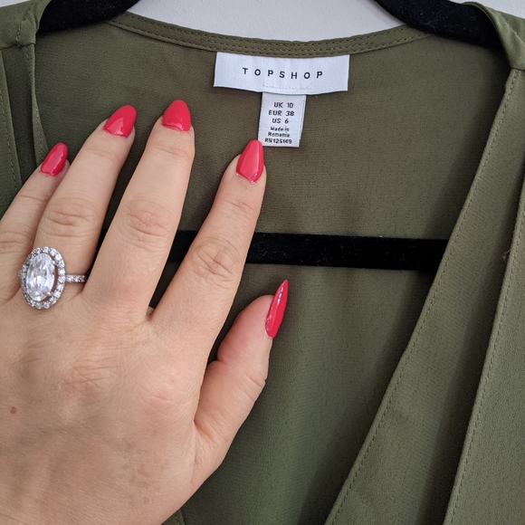 TOPSHOP Olive Green Tie Front Mini Dress - Picture 6 of 9